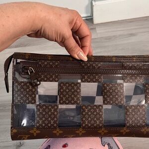 Louis Vuitton Clear Checkerboard PVC Pouch with Black Trim